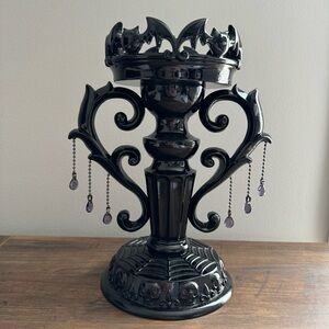 Bath & Body Works Halloween Black Purple Bat‎ Candelabra Candle Pedestal Holder